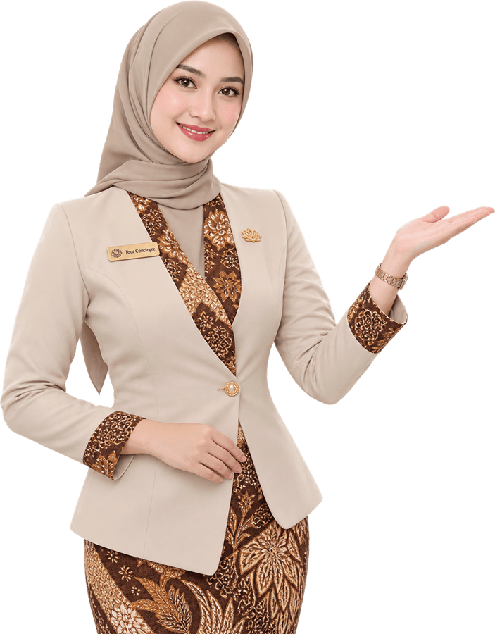 Staf Nusakita menyambut dengan gestur mempersilakan